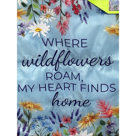 Meadow Creek Embroidered Yard Flag Wildflowers Home 11.5x18 Multicolor Home NEW - Picture 4 of 6
